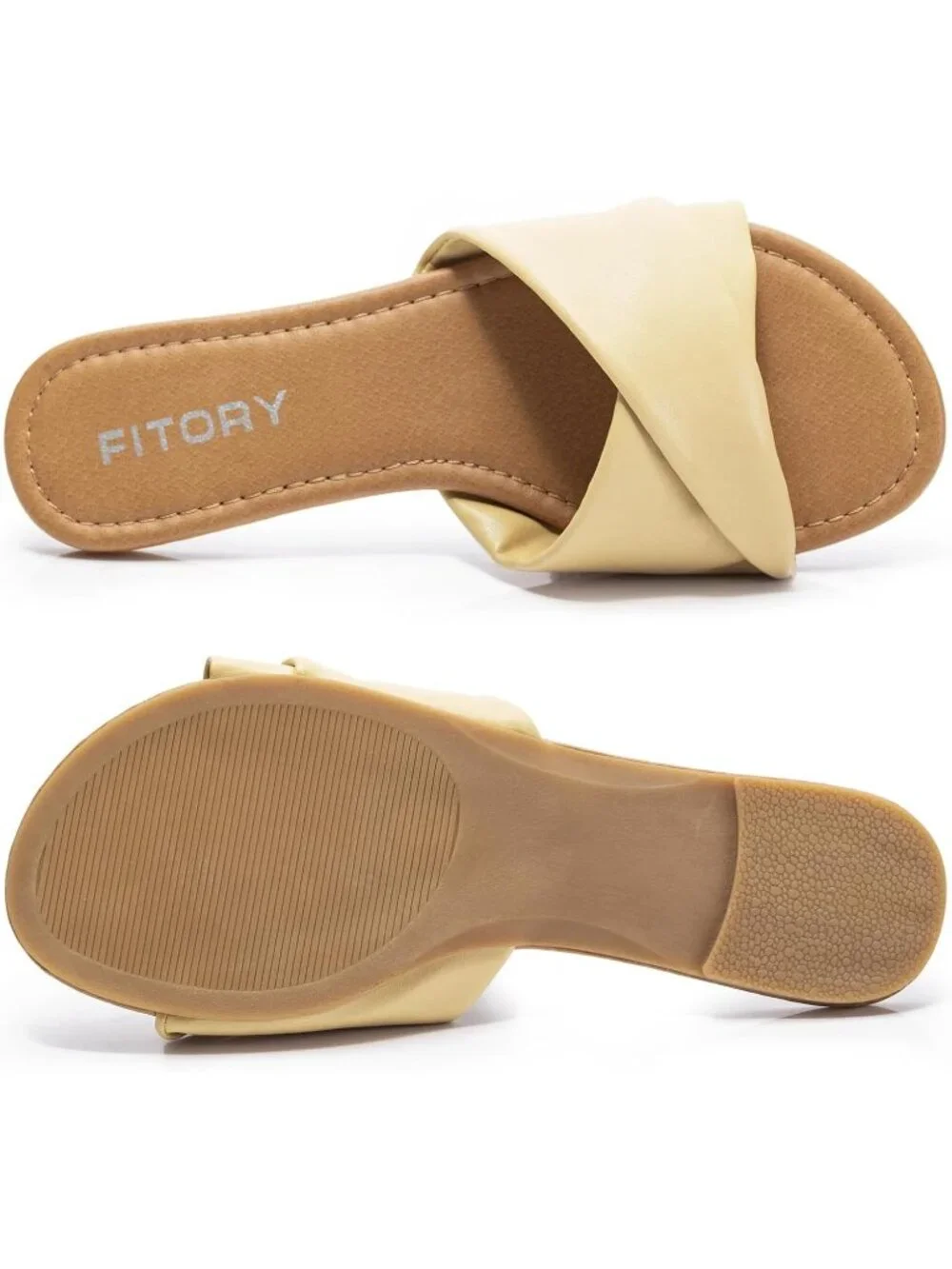 Women's Camel Flat Sandals Fashion Slides With Soft Leather Slippers Casual